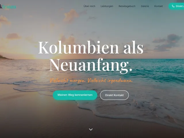 Screenshot der Webseite Karibiktraum — Kolumbien als Neuanfang